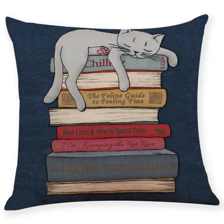 Vintage Katzen Kissenbezug - Dekorativer Kissenbezug aus Leinen