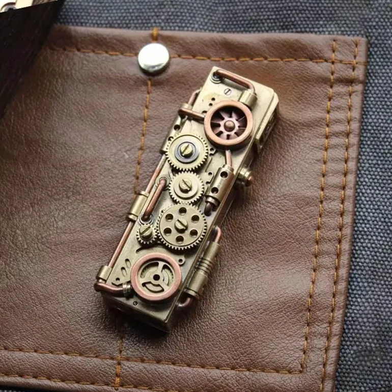 Vintage Kerosinfeuerzeug - Uhrwerk Flammendesign