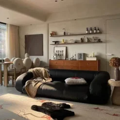 Vintage Leather Sofa Bed - Elegant Multi-Fold Design