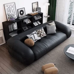 Vintage Leather Sofa Bed - Elegant Multi-Fold Design