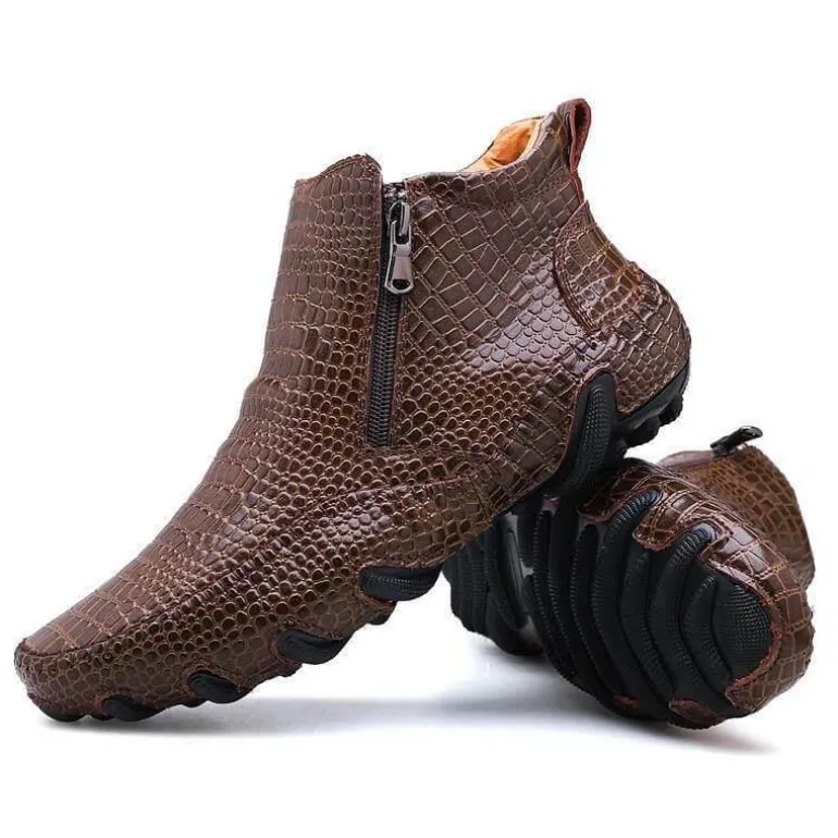 Vintage Leder Pelz Winter Stiefeletten - Outdoor Schuhe