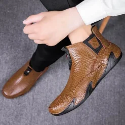 Vintage Leder Pelz Winter Stiefeletten - Outdoor Schuhe