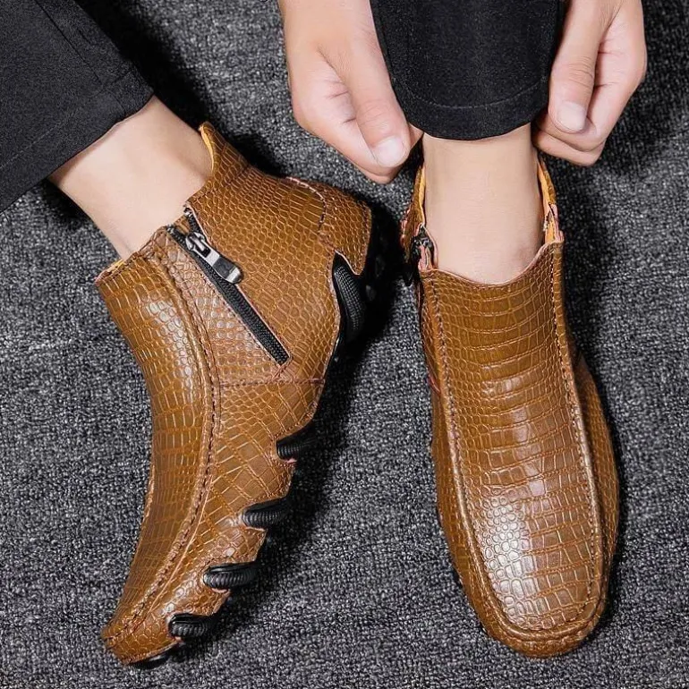 Vintage Leder Pelz Winter Stiefeletten - Outdoor Schuhe