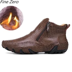 Vintage Leder Pelz Winter Stiefeletten - Outdoor Schuhe