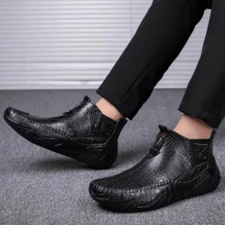 Vintage Leder Pelz Winter Stiefeletten - Outdoor Schuhe