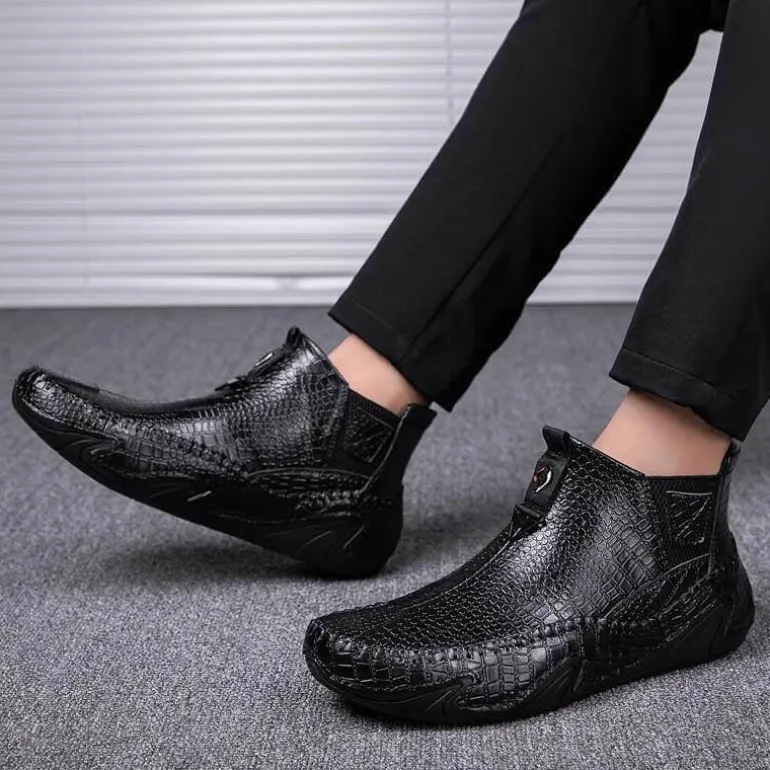 Vintage Leder Pelz Winter Stiefeletten - Outdoor Schuhe