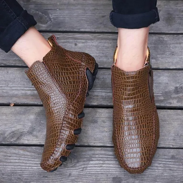 Vintage Leder Pelz Winter Stiefeletten - Outdoor Schuhe