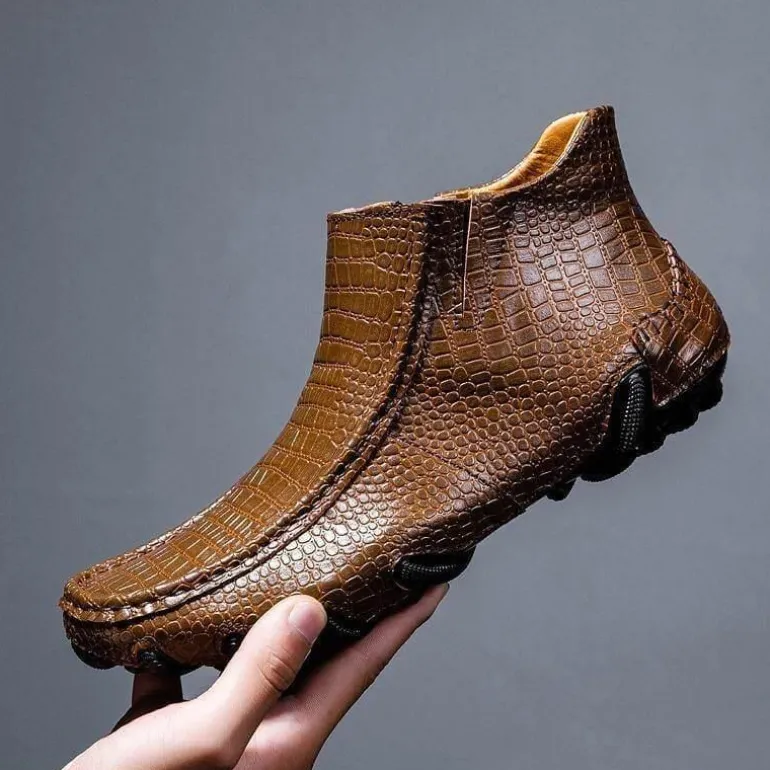 Vintage Leder Pelz Winter Stiefeletten - Outdoor Schuhe