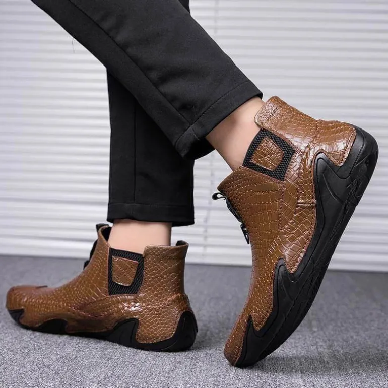 Vintage Leder Pelz Winter Stiefeletten - Outdoor Schuhe