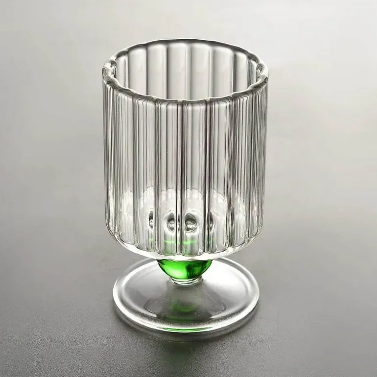 Vintage Nordische Weinkelche mit geriffeltem Stiel - Glasbecher-Set mit Perlen