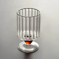 Vintage Nordische Weinkelche mit geriffeltem Stiel - Glasbecher-Set mit Perlen