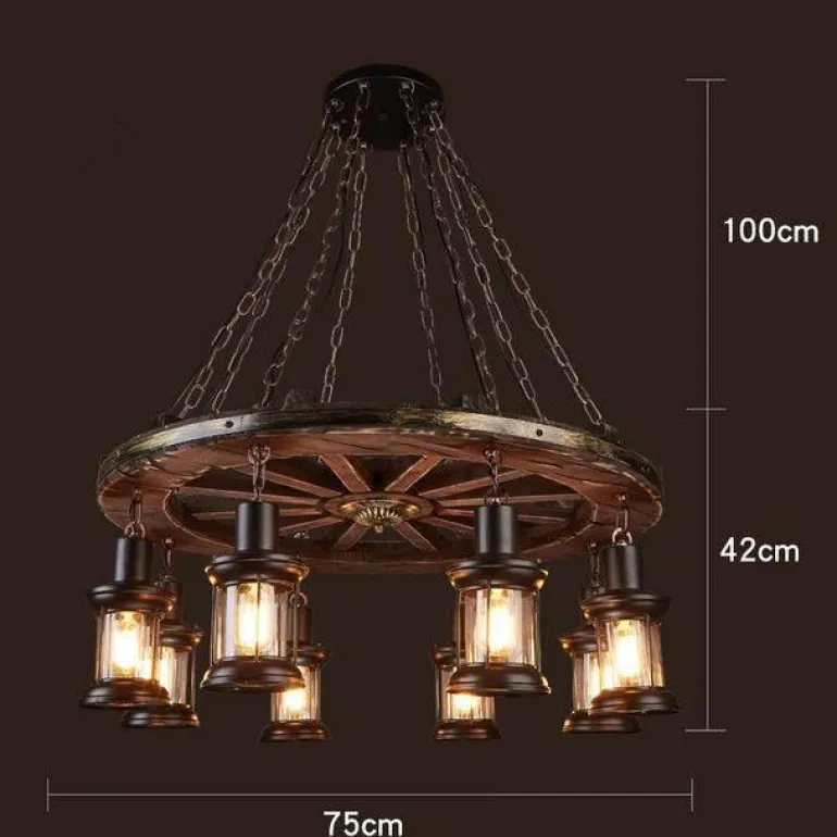 Vintage Pendant Light - Retro Wood and Metal Fixture