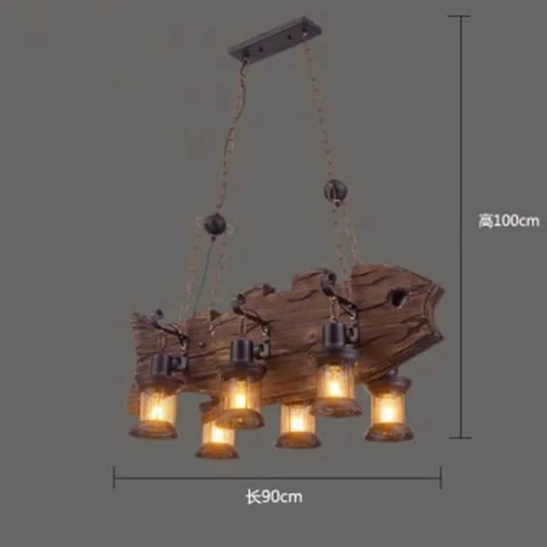 Vintage Pendant Light - Retro Wood and Metal Fixture