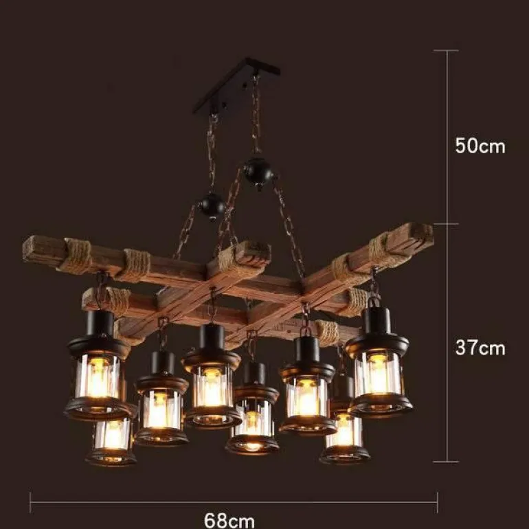 Vintage Pendant Light - Retro Wood and Metal Fixture