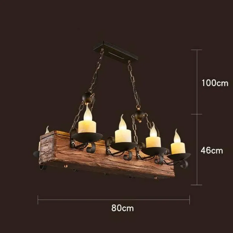 Vintage Pendant Light - Retro Wood and Metal Fixture