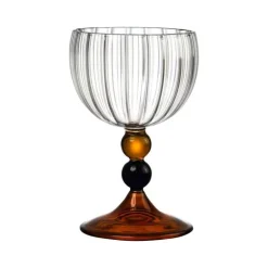 Vintage Ripple Weinglas - Klarer nordischer Kelch mit kurzem Stiel