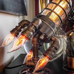 Vintage Rocket Ship Lamp - Unique Industrial Home Decor Light Fixture