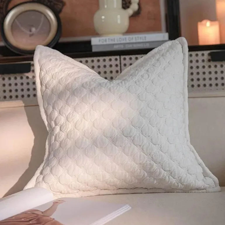 Vintage Samt Kissenbezug - Französische Magnolienstickerei für Sofa
