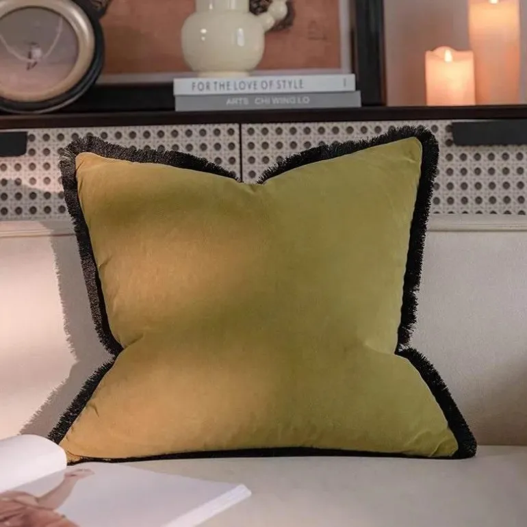 Vintage Samt Kissenbezug - Französische Magnolienstickerei für Sofa