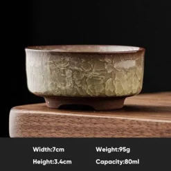 Vintage Seladon Teetasse - Ice Crackle Keramik Kung Fu Tasse