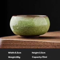 Vintage Seladon Teetasse - Ice Crackle Keramik Kung Fu Tasse