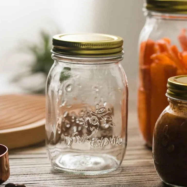 Vintage Vorratsdose aus Glas - Geprägter Küchenbehälter