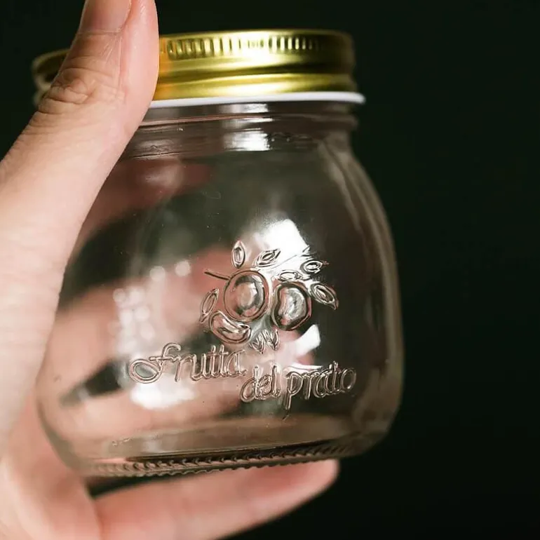 Vintage Vorratsdose aus Glas - Geprägter Küchenbehälter