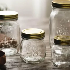 Vintage Vorratsdose aus Glas - Geprägter Küchenbehälter