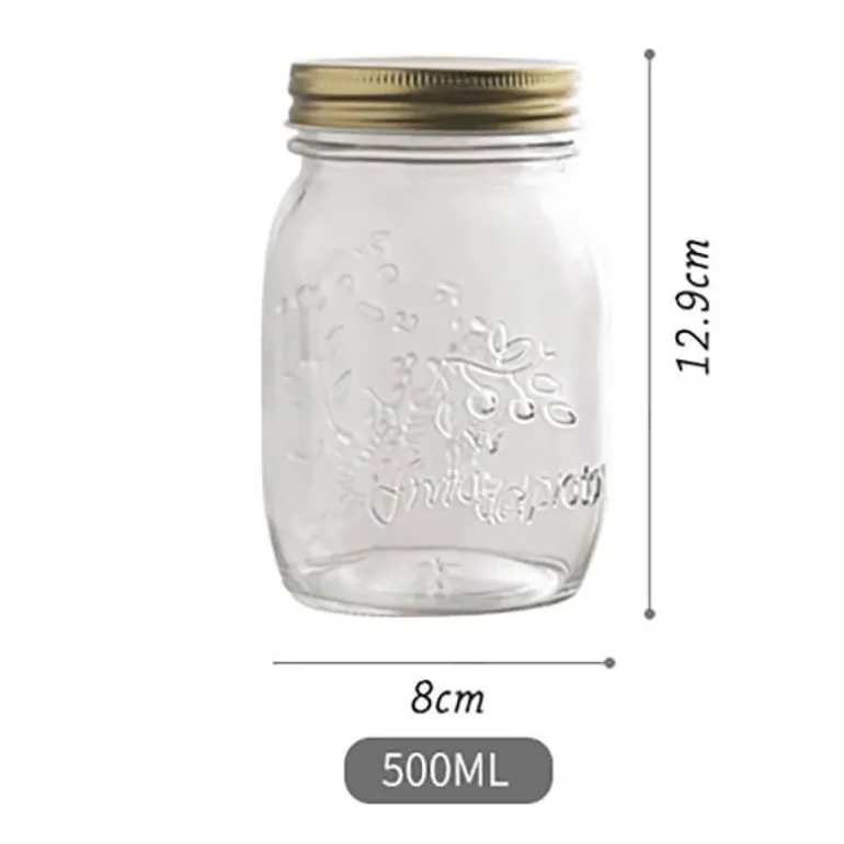 Vintage Vorratsdose aus Glas - Geprägter Küchenbehälter