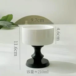 Vintage-Dessertkelch aus Keramik – Schale mit Holzstiel, 220 ml