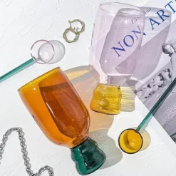 Vintage-Glas-Stielglas-Set – 350 ml mit Löffel