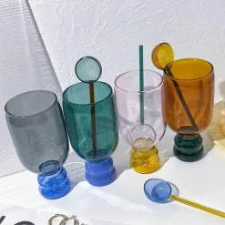 Vintage-Glas-Stielglas-Set – 350 ml mit Löffel