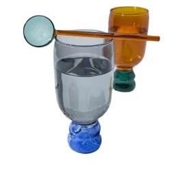Vintage-Glas-Stielglas-Set – 350 ml mit Löffel