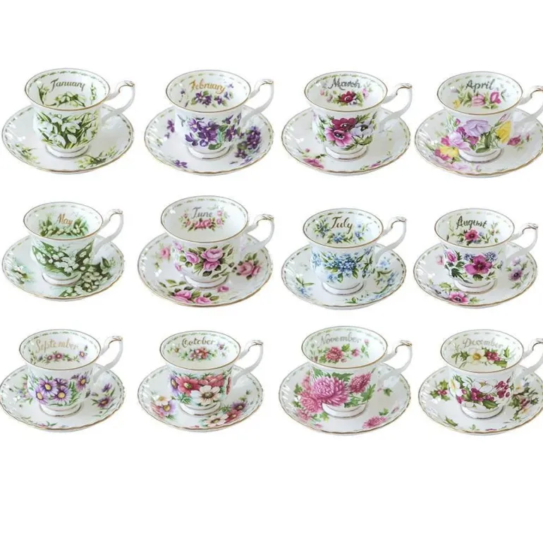 Vintage-Kaffeetasse und Untertasse aus Bone China – 220 ml