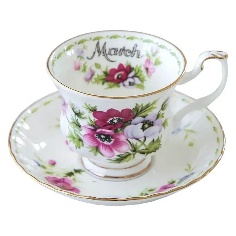 Vintage-Kaffeetasse und Untertasse aus Bone China – 220 ml