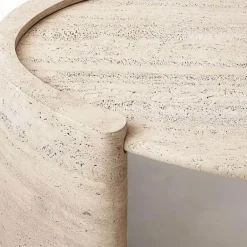 Violette Travertin Couchtisch – Eleganter Marmor-Akzenttisch