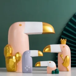 Vogelfigur aus Kunstharz, modernes Wohndekor