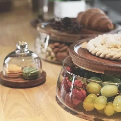 Vorratsbehälter aus Glas mit Holzdeckel – Küchen-Organizer-Set