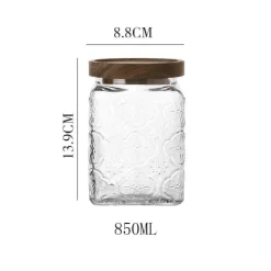 Vorratsdose aus geprägtem Glas – Begonien-Design