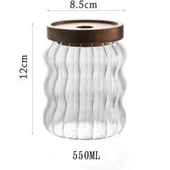 Vorratsdose aus gewelltem, gestreiftem Glas – dekorativer Behälter