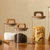 Vorratsdose aus Glas mit Holzgriff – Eleganter Küchen-Organizer