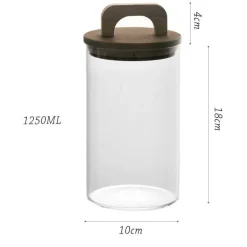 Vorratsdose aus Glas mit Holzgriff – Eleganter Küchen-Organizer