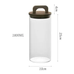 Vorratsdose aus Glas mit Holzgriff – Eleganter Küchen-Organizer