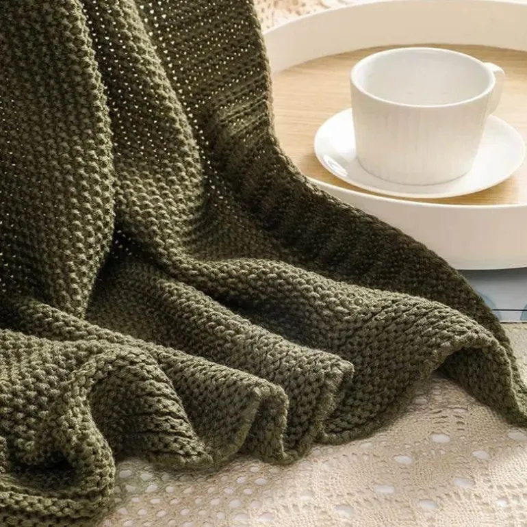 Waffelstrick-Wolldecke – gemütlicher, weicher und warmer Sofabezug