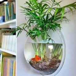 Wandmontierte Blumenvase für Aquarien – transparentes Aquarium-Dekor
