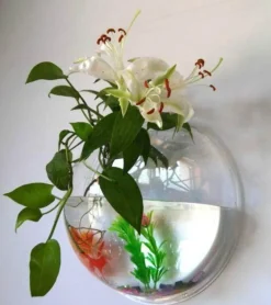 Wandmontierte Blumenvase für Aquarien – transparentes Aquarium-Dekor