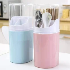 Wandmontierter Besteck-Abtropfbehälter mit Deckel - Küchen-Organizer