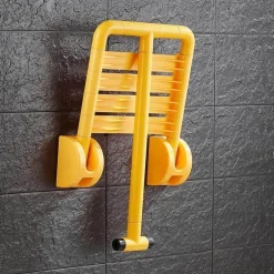 Wandmontierter Klapphocker aus Edelstahl