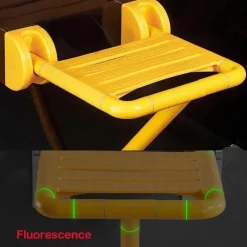 Wandmontierter Klapphocker aus Edelstahl