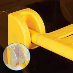 Wandmontierter Klapphocker aus Edelstahl